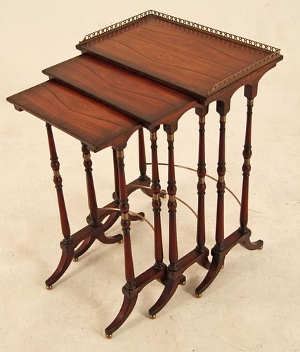 NEST OF 3 REGENCY STYLE ROSEWOOD TABLES