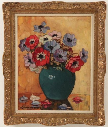 FRAMED 20TH C. FRENCH OIL ON CANVAS STILLIFE PAINTING