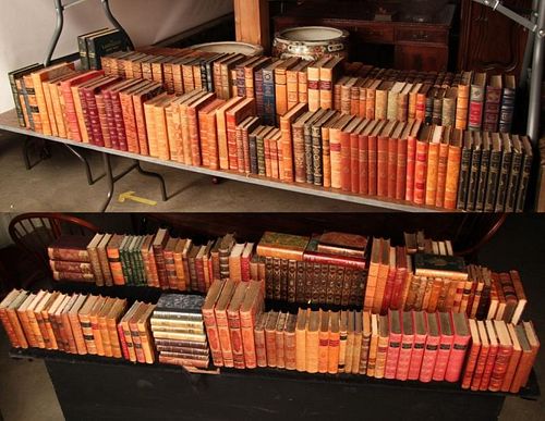 COMPLETE CONTENTS OF LIBRARY, OVER 300 CHOICE LEATHER BOUND BOOKS