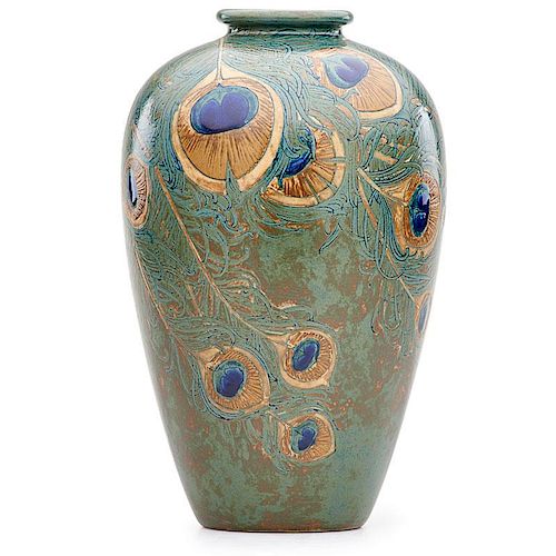 Sold at Auction: Vase With Peacock Feathers
