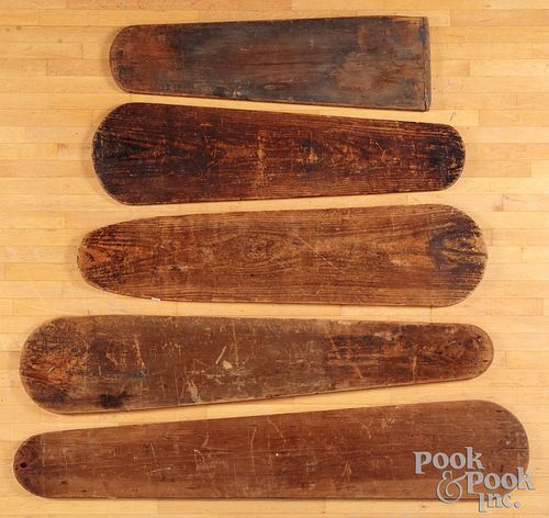 Five primitive pine ironing boards, 19th c.