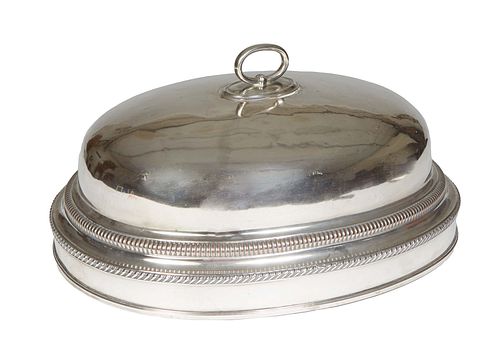 English Silverplate on Copper Meat Dome, 19th c., probably Sheffield, H.- 11 1/2 in., W.- 21 1/4 in., D.- 17 1/2 in. Provenance: from the Estate of Dr