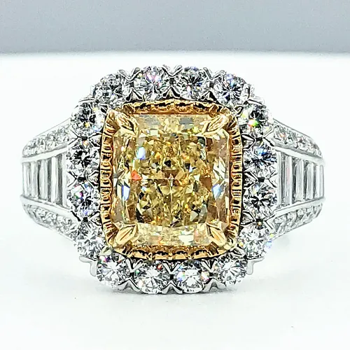 Superb 3.06ct Fancy Yellow Diamond Engagement Ring with GIA Report