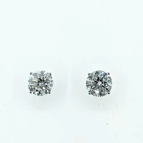 4.27ctw Brilliant-Cut Diamond Stud Earrings - 18K White Gold