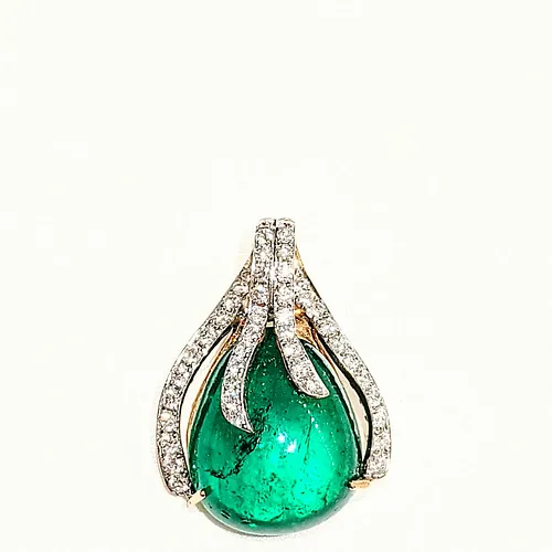 Rare Natural 10ct Emerald & Diamond Pendant 18k
