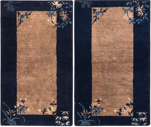 Pair Of Antique Chinese Rugs 3 ft 8 in x 2 ft 1 in (1.11 m x 0.63 m)