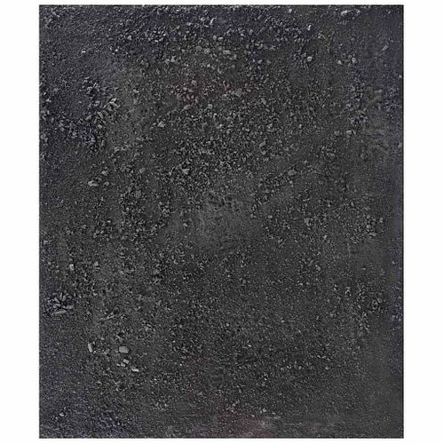 BEATRIZ ZAMORA, El negro 2081, Firmada y fechada 1996 al reverso, Mixta, resina acrílica y negro de humo sobre tela, 193 x 123 cm