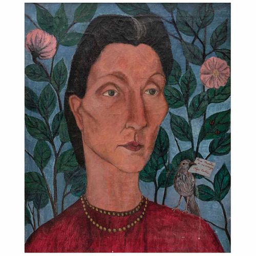 OLGA COSTA, Retrato de Marta, Firmado, Óleo sobre tela, 60 x 50 cm