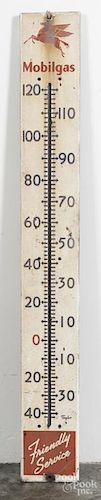 Enameled Mobilgas thermometer, 20th c., 34 1/2'' h., 4 1/2'' w.
