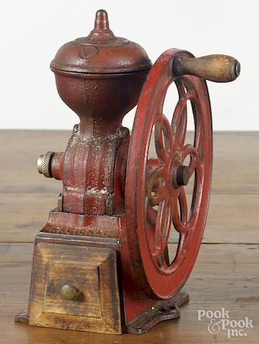 National cast iron coffee mill, 19th c., 9'' h.
