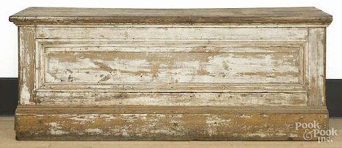 Painted pine country store counter, late 19th c., with remnants of an old white surface