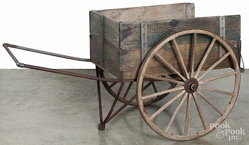 Primitive pine garden car, ca. 1900, overall - 61'' l. Provenance: Barbara Hood's Country Store