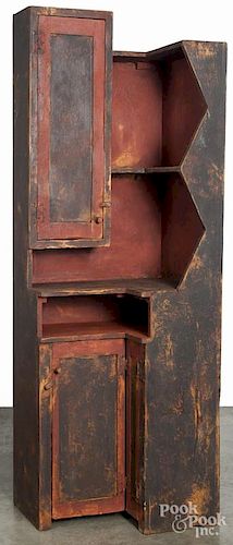 Contemporary painted pine corner cabinet, 78'' h., 26 3/4'' w. Provenance: Barbara Hood