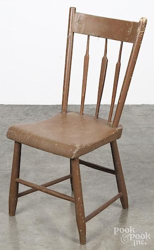 Pennsylvania painted plank seat chair, stamped A. Ginter - Lewisburg, seat - 16'' h.