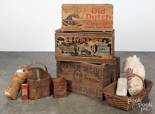 Eleven wooden advertising shipping boxes, ca. 1900, largest - 22 1/2'' w.