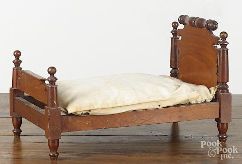 Victorian cherry doll bed, late 19th c., 17 1/4'' l.