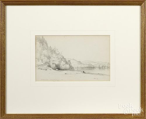 Thomas Addison Richards (American 1820-1900), pencil landscape, titled Cattawissa Susquehanna PA