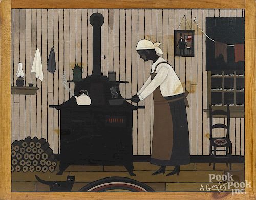 A. Glazier (East Berlin, Pennsylvania 20th c.), oil on panel interior with an African American cook