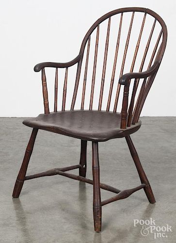 Philadelphia bowback Windsor armchair, ca. 1800, branded I. Letchworth.