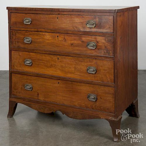 Pennsylvania Federal walnut chest of drawers, ca. 1805, probably Chester County, 38 3/4'' h.