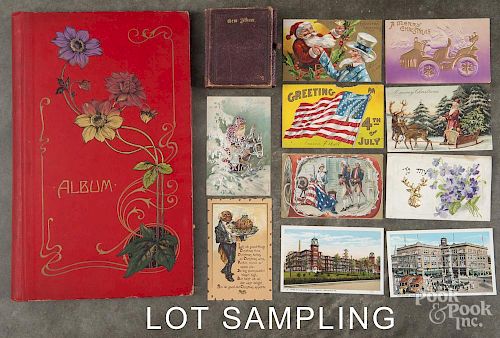 Postcards, mostly ca. 1900, to include approximately 140 Christmas, also Valentines Day