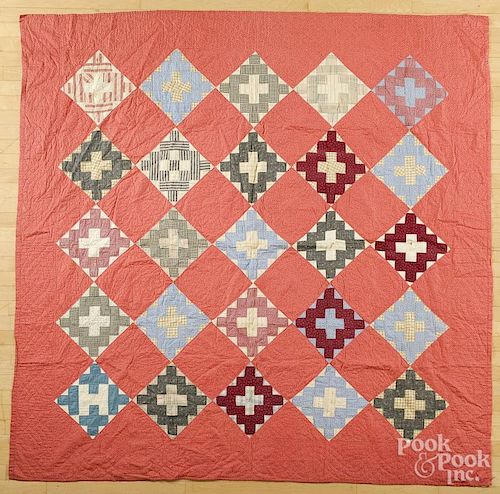 Pennsylvania patchwork Christian Cross quilt, ca. 1900, 83'' x 83''.