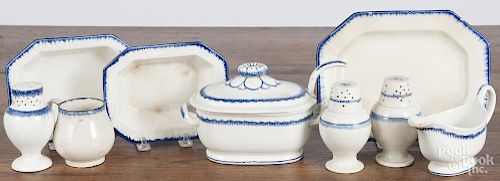 Ten pieces of pearlware blue feather edge china, 19th c.