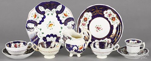Twenty-one piece Gaudy Welsh partial tea service, composed of associated patterns
