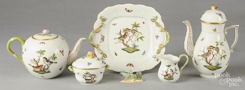 Herend porcelain coffee service, to include a coffee pot, 10'' h., a teapot, an undertray, a sugar