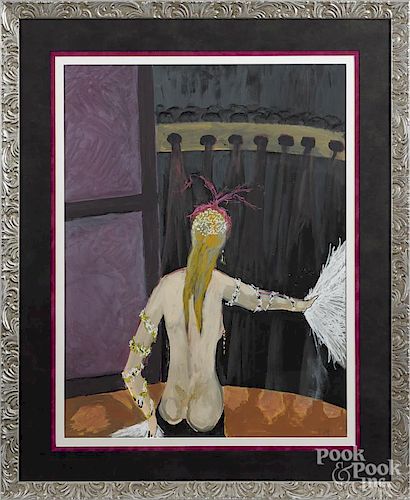 Donald Stanley Wilf (American 1927-2012), gouache, titled Exotic Dancer, signed lower right