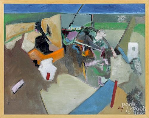 Donald Stanley Wilf (American 1927-2012), oil on canvas abstract, signed lower right, 24'' x 30''.