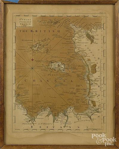 Thomas Jeffrys, engraved map of the English Channel, 11'' x 8 3/4''.