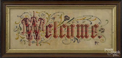Two Victorian motto samplers, 8'' x 20 1/2''.