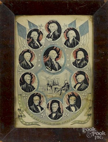 N. Currier, chromolithograph, titled The Presidents of the United States, 13 1/2'' x 9 1/2''.