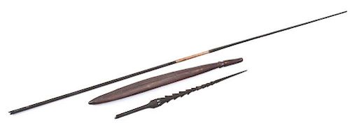 Oceanic Carved Wood Spear and Club