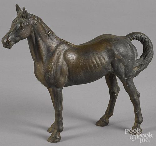 Cast brass horse doorstop, early 20th c., 10 1/2'' h.