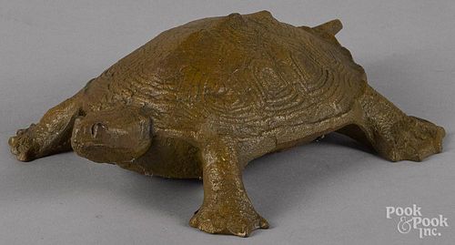 Wilton painted cast iron water turtle doorstop, early 20th c., 8 3/4'' l.