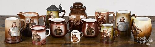 Twenty-one miscellaneous porcelains, depicting monks, late 19th/early 20th c., to include mugs