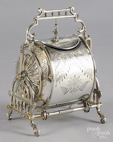 Philip Ashberry & Sons Sheffield silver-plated muffin warmer, late 19th c., 10'' h.
