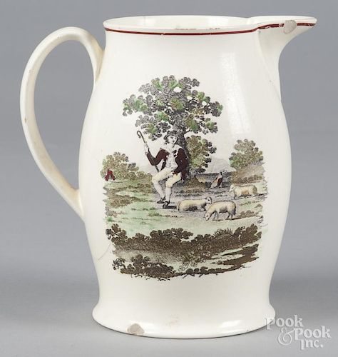 English transfer decorated pitcher, 19th c., with a satirical scene of King George