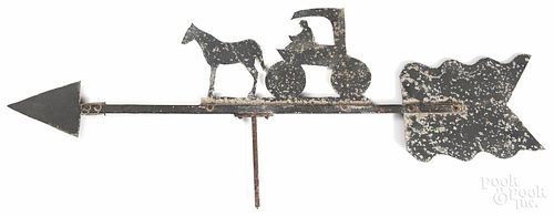 Painted sheet iron horse and cart weathervane, 40 1/2'' l.