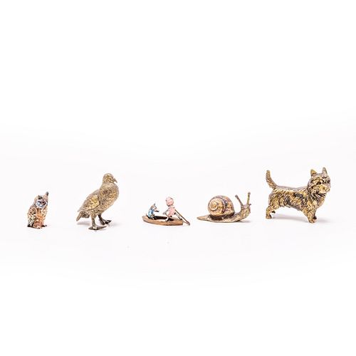 Lot of 5 Austrian Bronze Figural Miniature Animals
