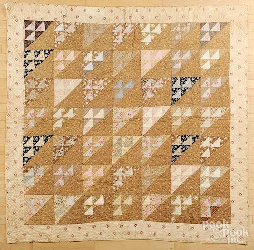 Two York County, Pennsylvania patchwork quilts, early 20th c., to include a nine-patch variation