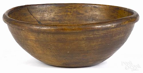 Turned wooden bowl, 19th c., 5 1/4'' h., 15'' dia.