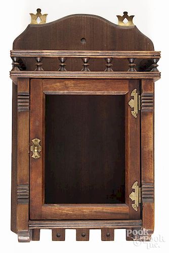 Small Victorian walnut hanging cabinet, late 19th c., 17'' h., 11 1/2'' w.