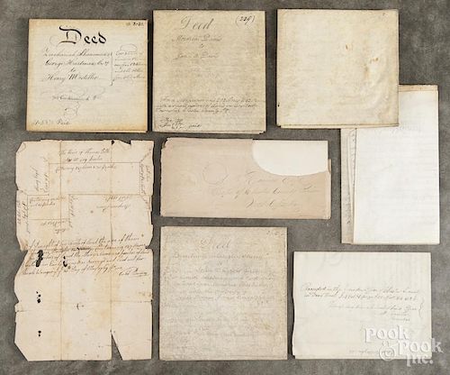 Six Pennsylvania vellum indentures, late 18th/early 19th c., mostly Chester County