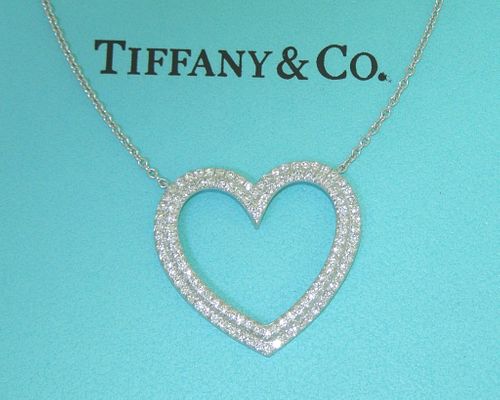 Tiffany & Co Diamond Platinum Heart Necklace