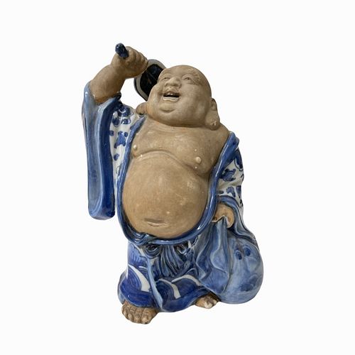 Porcelain/Ceramic Smiling Buddha Sculpture