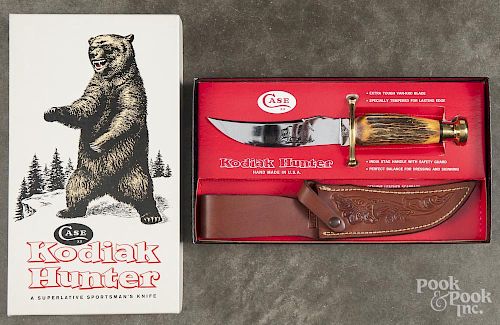 Case Kodiak Hunter hunting knife and scabbard, with its original box, blade - 5 7/8'' l.
