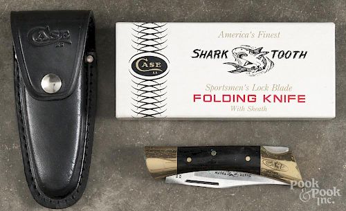 Case Shark Tooth folding pocket knife with sheath, P197 SSP, and its original box.